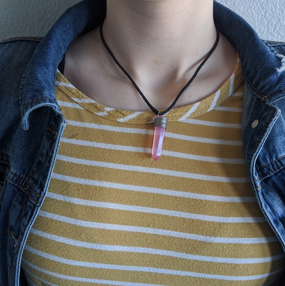 Pink Crystal Healing Chakra Necklace